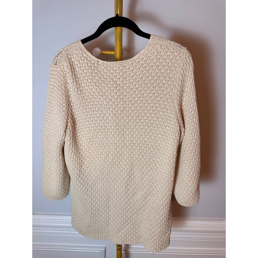 Unbranded Crochet Cardigan Womens M Cream Excellent Star Stitch 3/4 Sleeve Boho - Picture 3 of 6